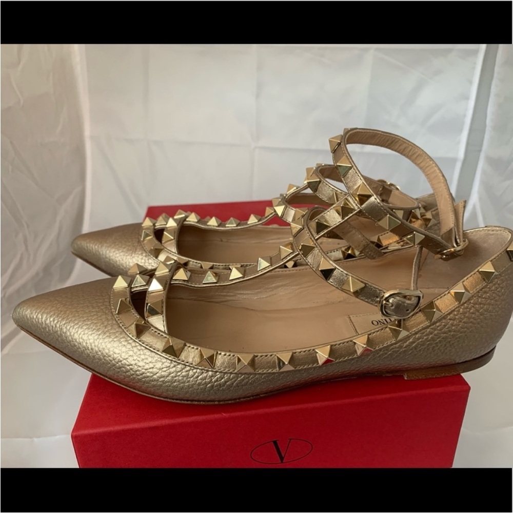 Valentino Gold Studded Flats